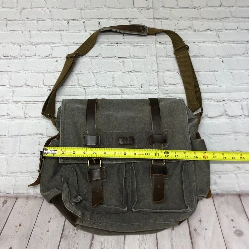 S-ZONE Camera Messenger Bag Leather Canvas DSLR Shoulder Crossbody Bag B294 -26